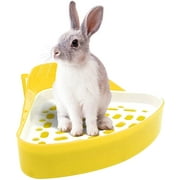 Walbest Triangle Potty Trainer Corner Bunny Toilet Guinea Pig Litter Bedding Plastic Box Pet Pan for Rabbit Chinchilla Hamster Ferret Small Animal (Yellow)